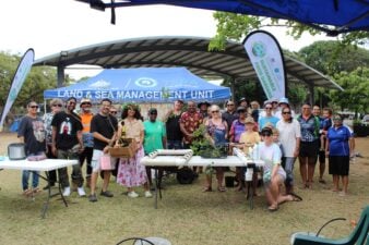 Community members enjoy a free, outdoor garden workshop on Thursday Island in the Torres Strait region.