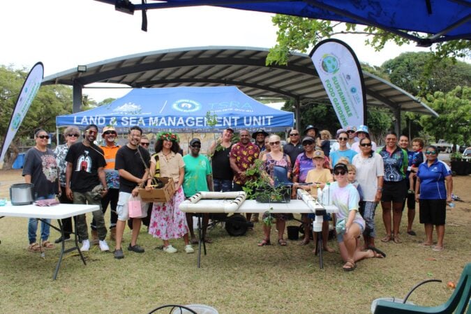 Community members enjoy a free, outdoor garden workshop on Thursday Island in the Torres Strait region.