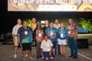 Representatives from the Torres Strait Regional Authority (TSRA) including TSRA Rangers and Land and Sea Management Unit staff from the Environmental Program and Chairperson George Nona.